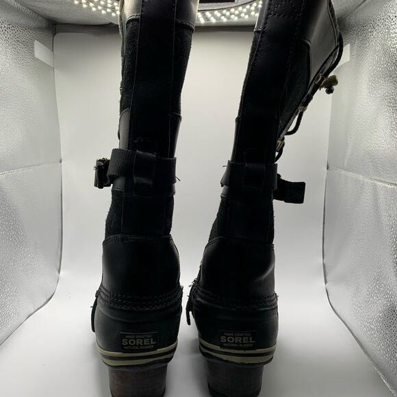 Sorel Conquest Carly Black Leather Winter Boots Style NL2033-010 Womens Size 7 - Picture 6 of 10